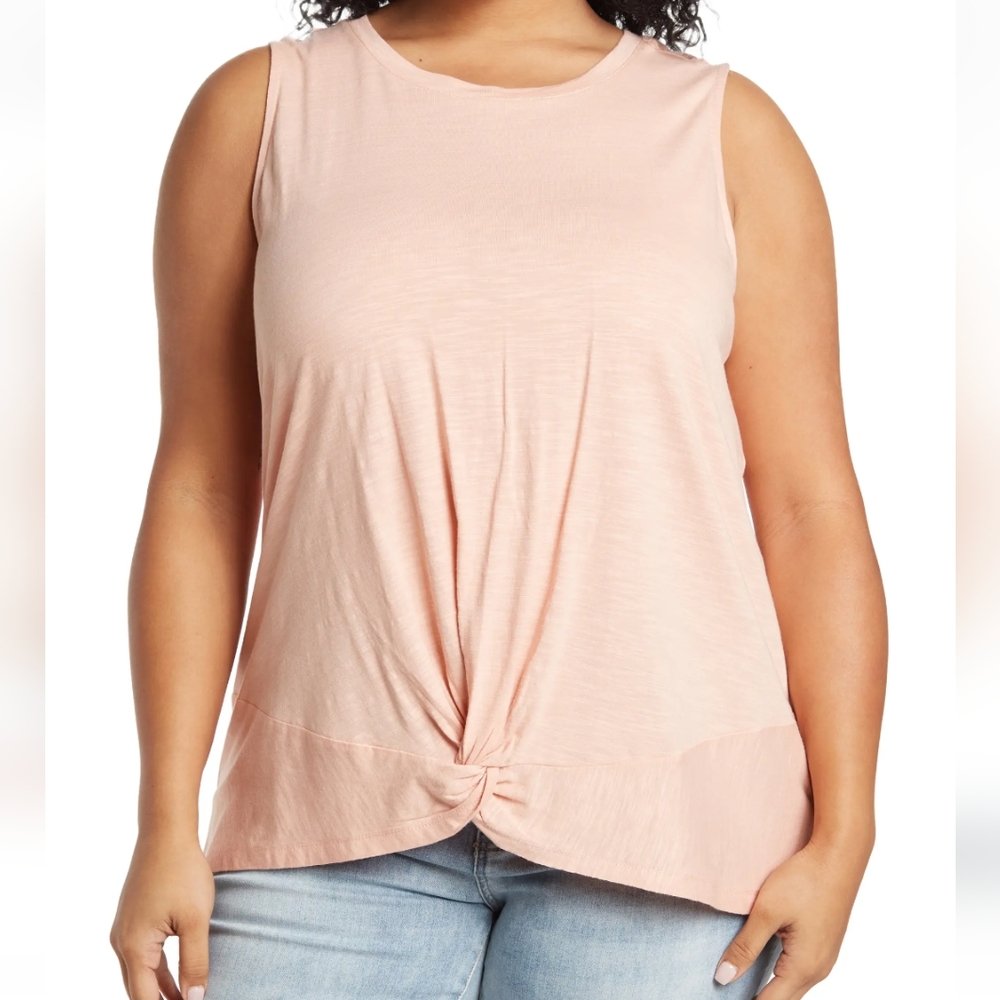Sanctuary Kyla Twist Tank Top in Clay Pink Plus Size 1X
